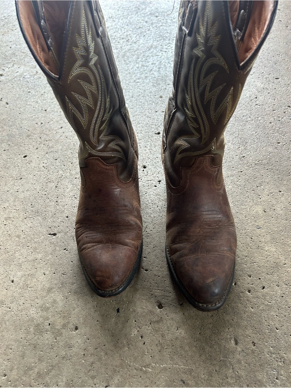 Laredo Brown Leather Western Cowboy Boots with Embroidered Shaft